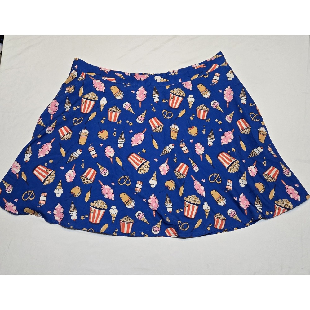 Modcloth Quirky Novelty A Line Skirt Carnival 3X Pockets Popcorn Candy Halloween